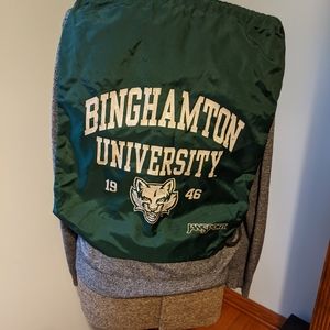 Vintage Binghamton University Green Drawstring Backpack